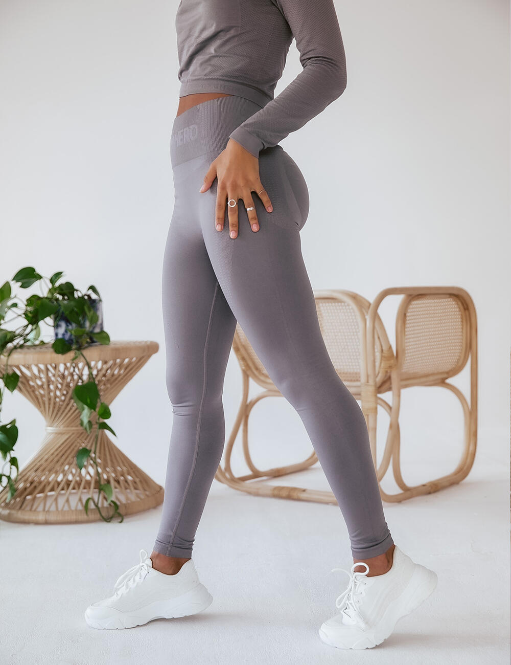 Legginsy bezszwowe Push Up Szare 2/2