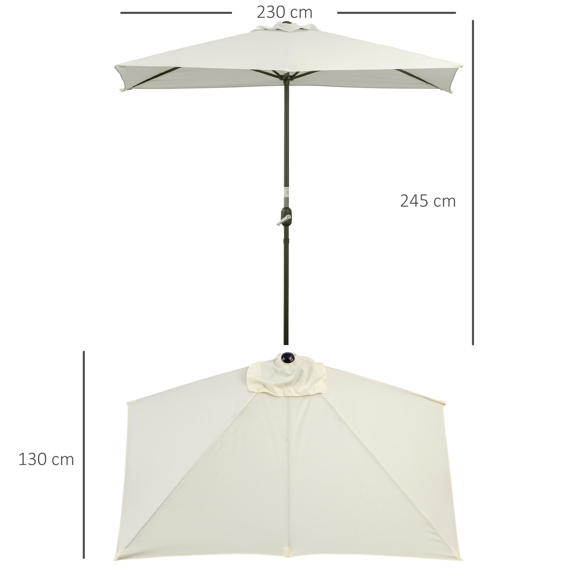 Chapéu de Sol Outsunny 230x130x245 cm Bege 2/6
