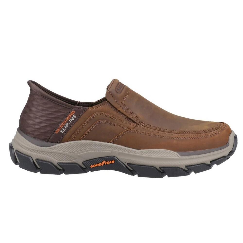 Mens Respected Elgin Leather Shoes (Dark Brown) SKECHERS Decathlon