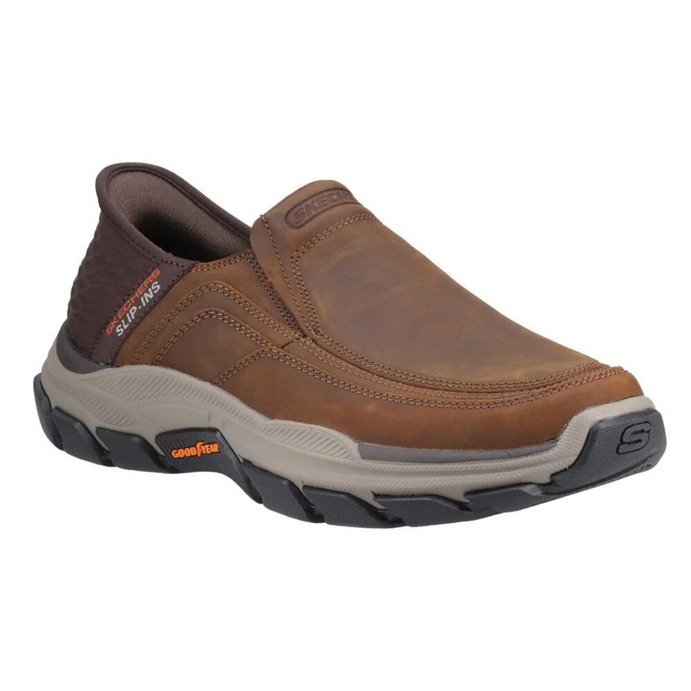 Mens Respected Elgin Leather Shoes (Dark Brown) SKECHERS Decathlon