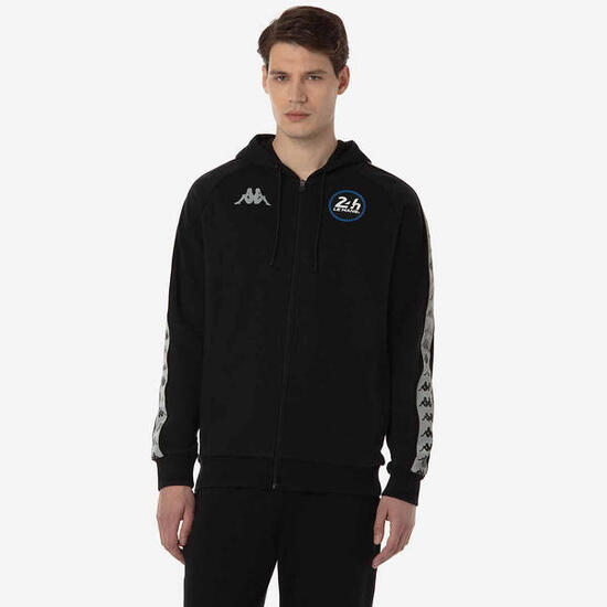 Felpa con zip da uomo in cotone nero da racing