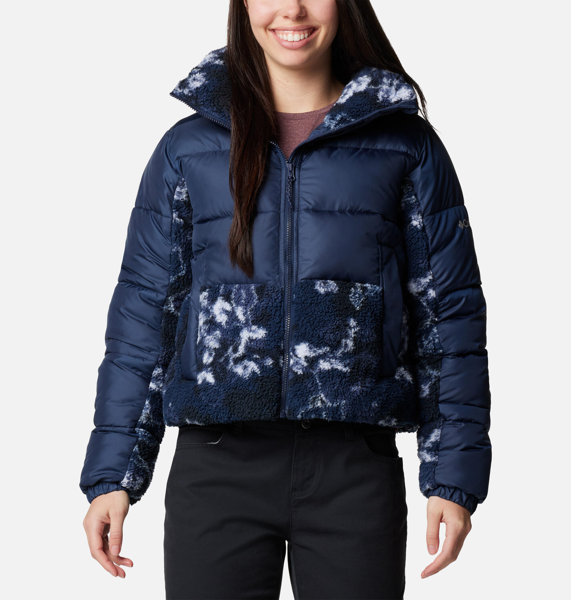 Columbia Puffy Jacke Leadbetter Point II Print Sherpa Hybrid 1/7