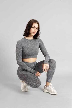 Pulse Seamless Crop Top à Manches Longues Fitness - Femme - Gris