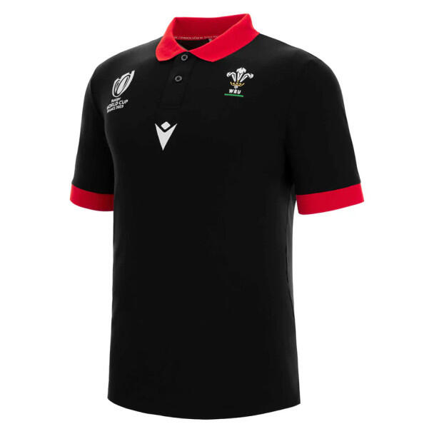 Macron WRU RWC 2023 Polo S/S Adults Black 1/4