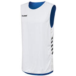 Chemise de basket sans manches hummel® blanc/bleu 100% polyester taille unisexe