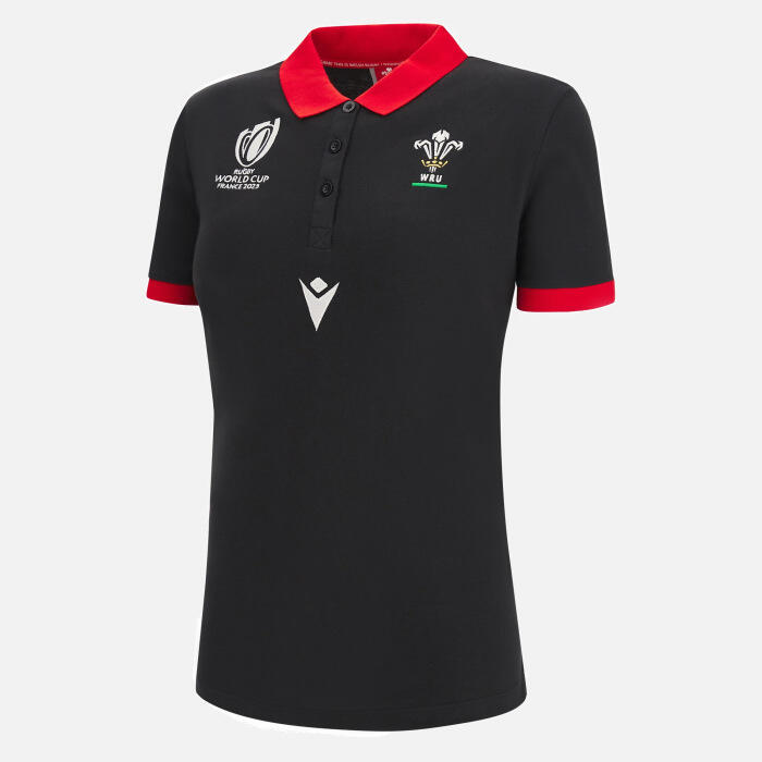 Macron WRU RWC 2023 Polo S/S Womens Black 1/4