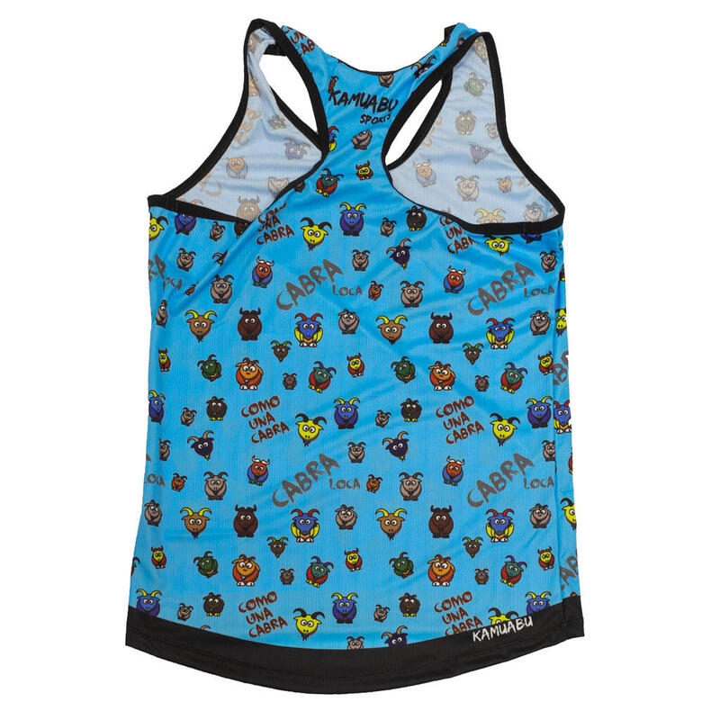 RUNNING SHIRT #COMOUNACABRA voor DAMES - KAMUABU blauwe tanktop