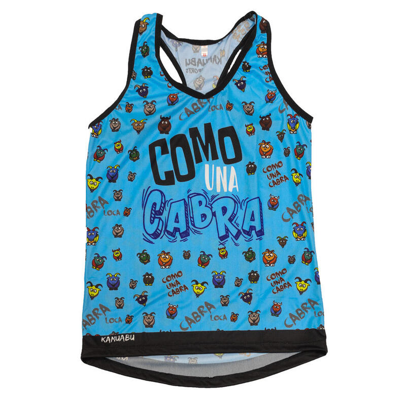 RUNNING SHIRT #COMOUNACABRA voor DAMES - KAMUABU blauwe tanktop