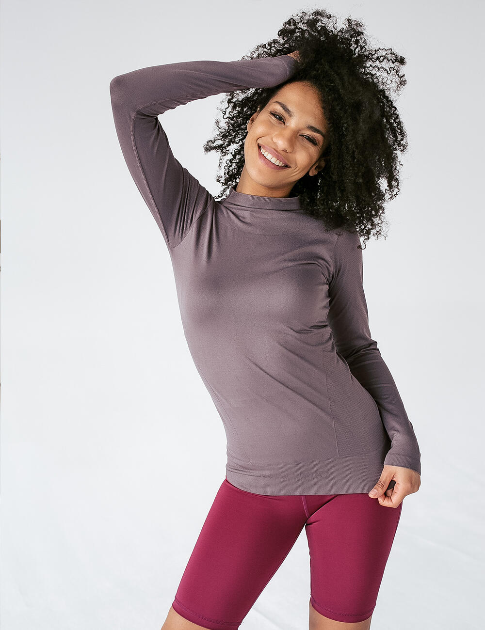 Longsleeve bezszwowy klasyczny Mauve 2/2