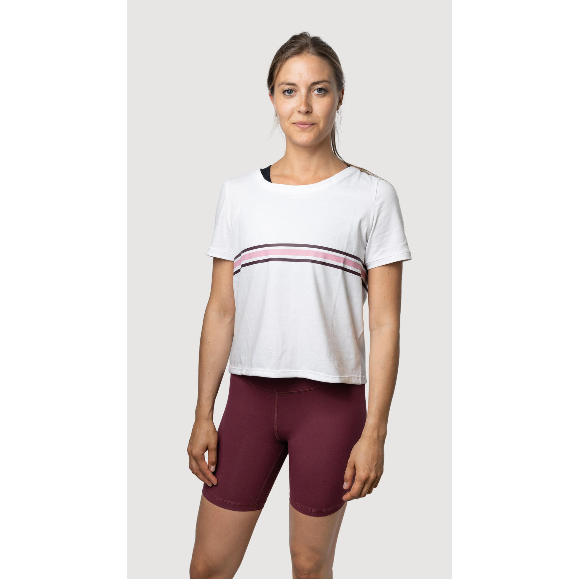 Les Actives Paris - Le Tee-shirt L'Allié Tanin & Prune - T-shirt Manches Courtes - Blanc|rose|violet - 44 L - Decathlon