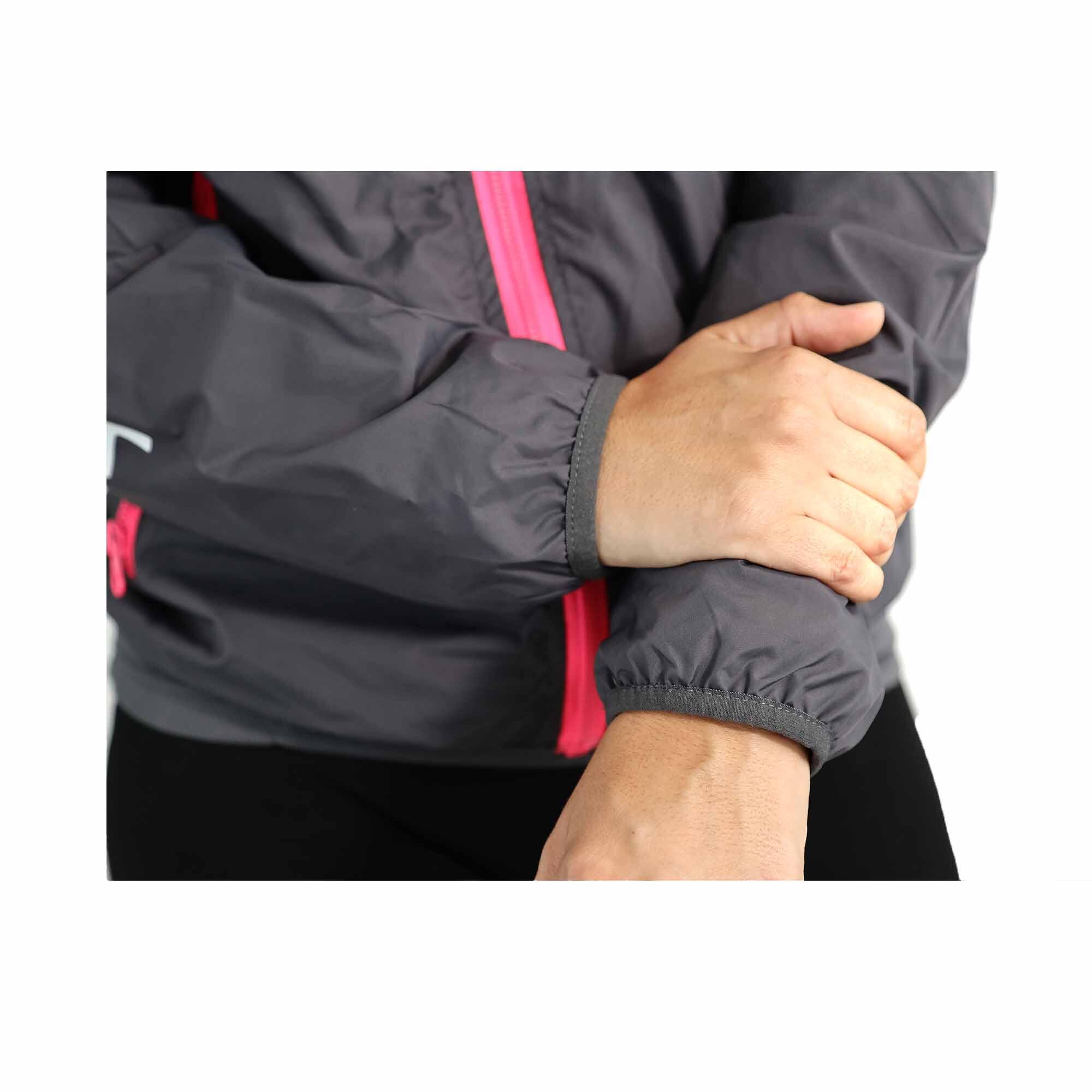 Cortavientos Chaqueta Pesca Nylon Mujer JLC Gris Rosa Ligera con Capucha Talla L 6/7