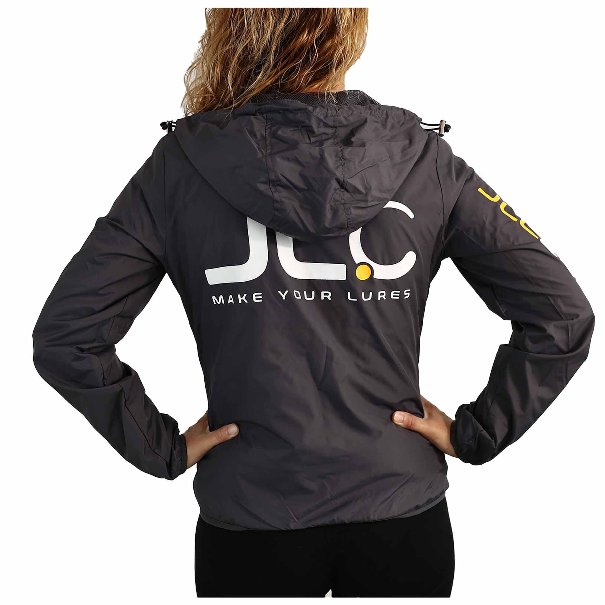 Cortavientos Chaqueta Pesca Nylon Mujer JLC Gris Rosa Ligera con Capucha Talla L 2/7