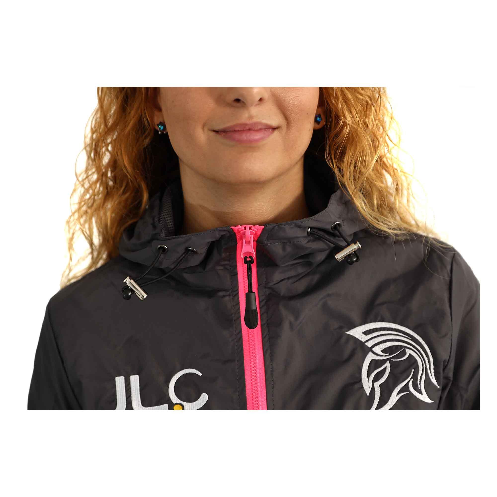Cortavientos Chaqueta Pesca Nylon Mujer JLC Gris Rosa Ligera con Capucha Talla L 5/7