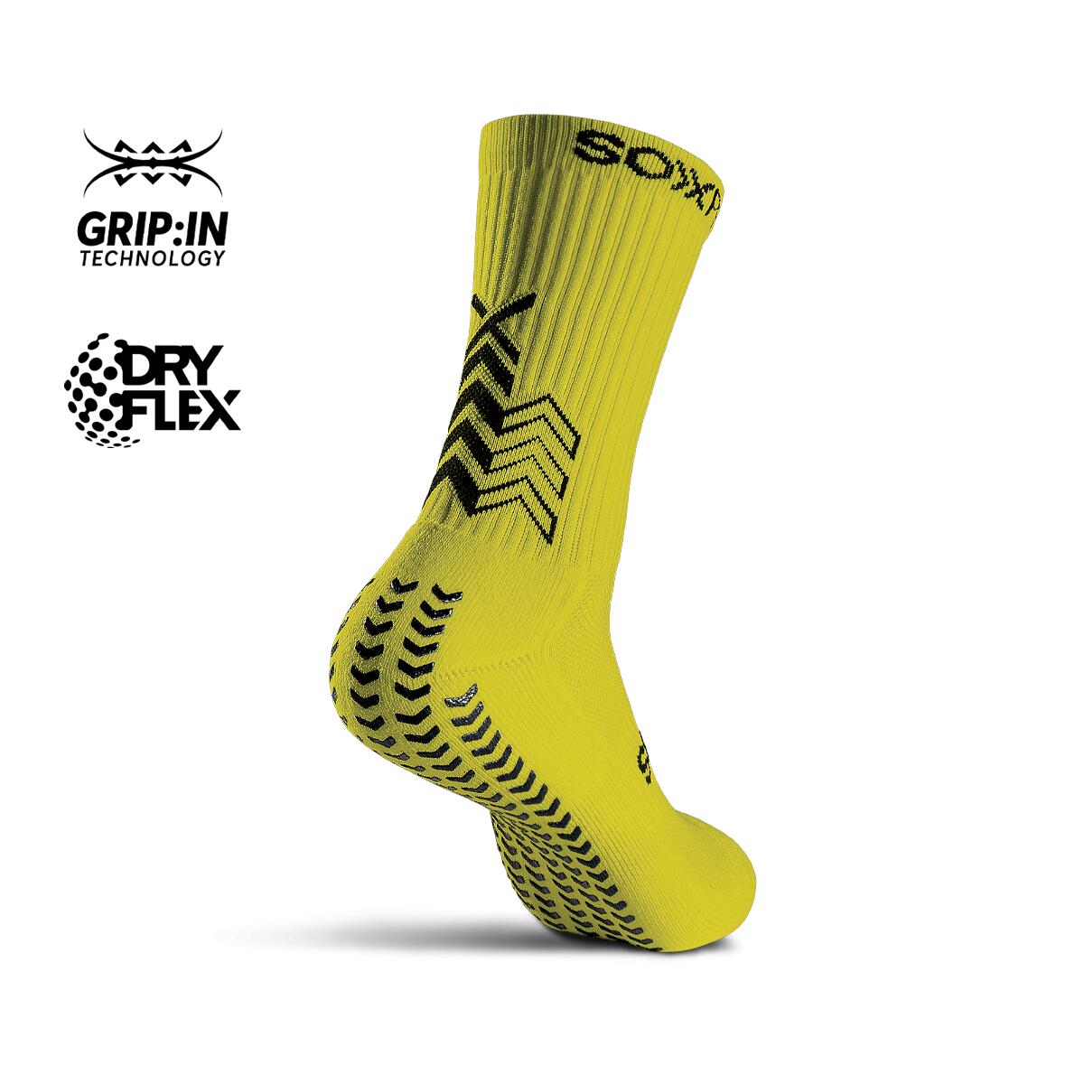 Chaussettes antidérapantes SoxPro jaune maintien stabilité 2/3