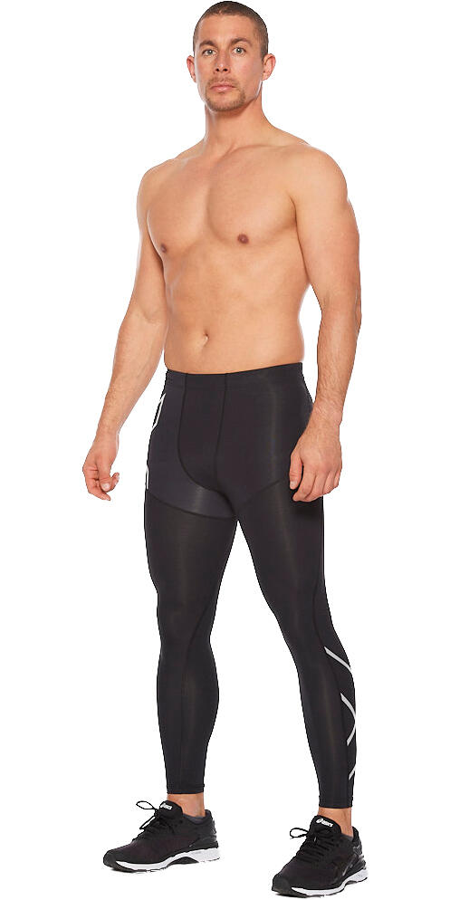 2021 Mallas De Compresión Aero Vent Para Hombre - Negro / Plateado Reflectante 1/2