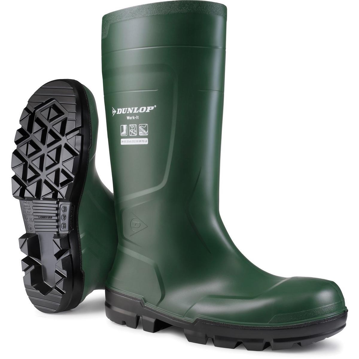 DUNLOP Dunlop Work-It Full Safety Wellington Green Euro 39 Green