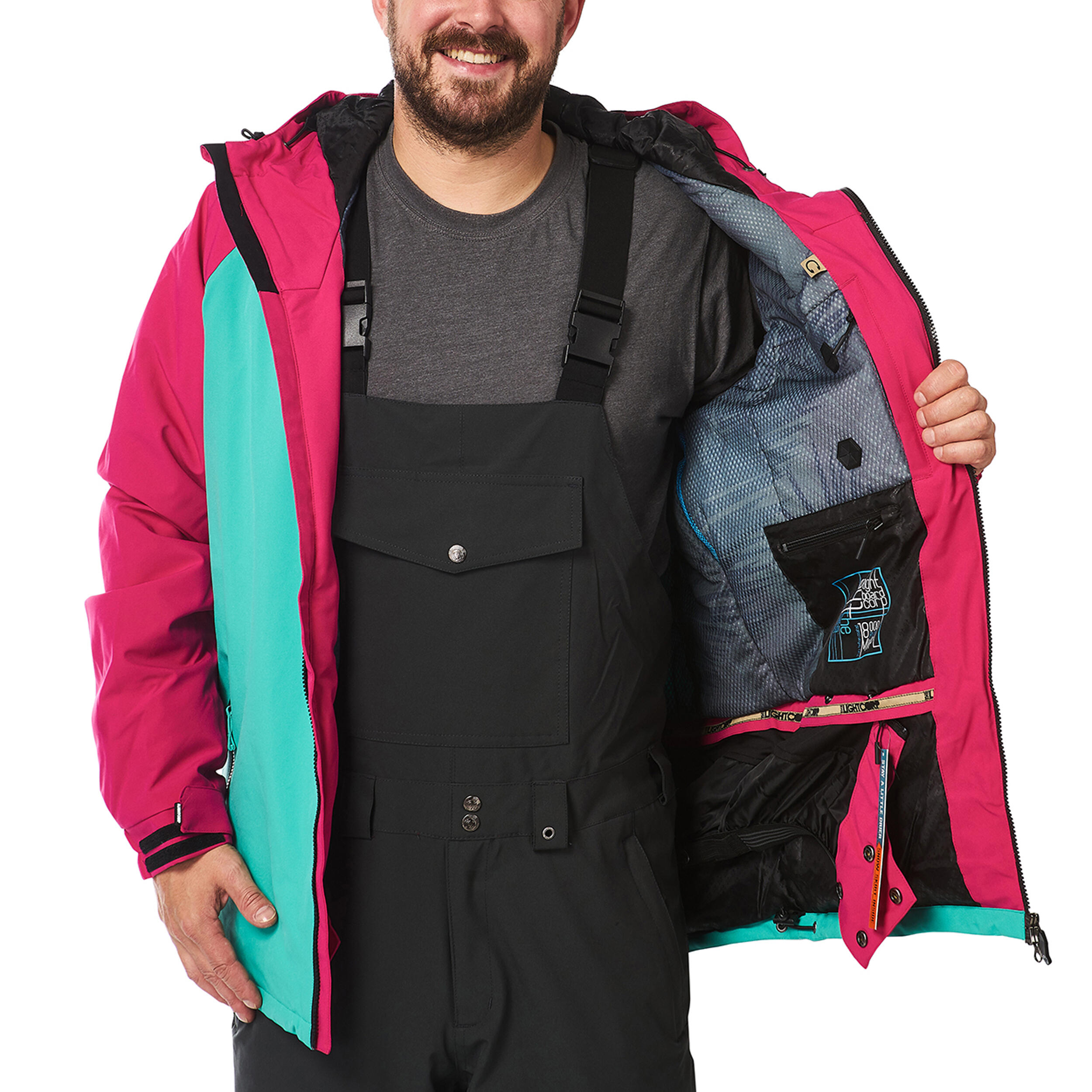 Ski-/Snowboardjacke Herren - BERT mint pink 2/6