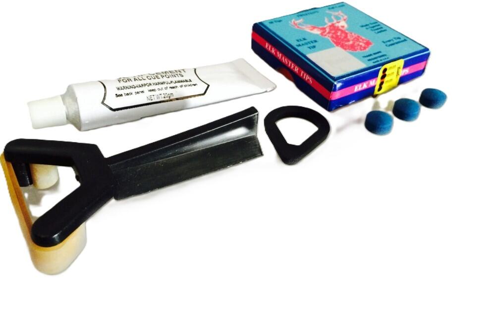 Tweeten Elk Master Snooker Cue Tipping Kit 3 x 12mm Elkmaster Glue Tips + Clamp