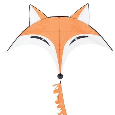 Kindervlieger hq fox kite 105100 oranje 145 x 110 cm + 350 cm franje staart