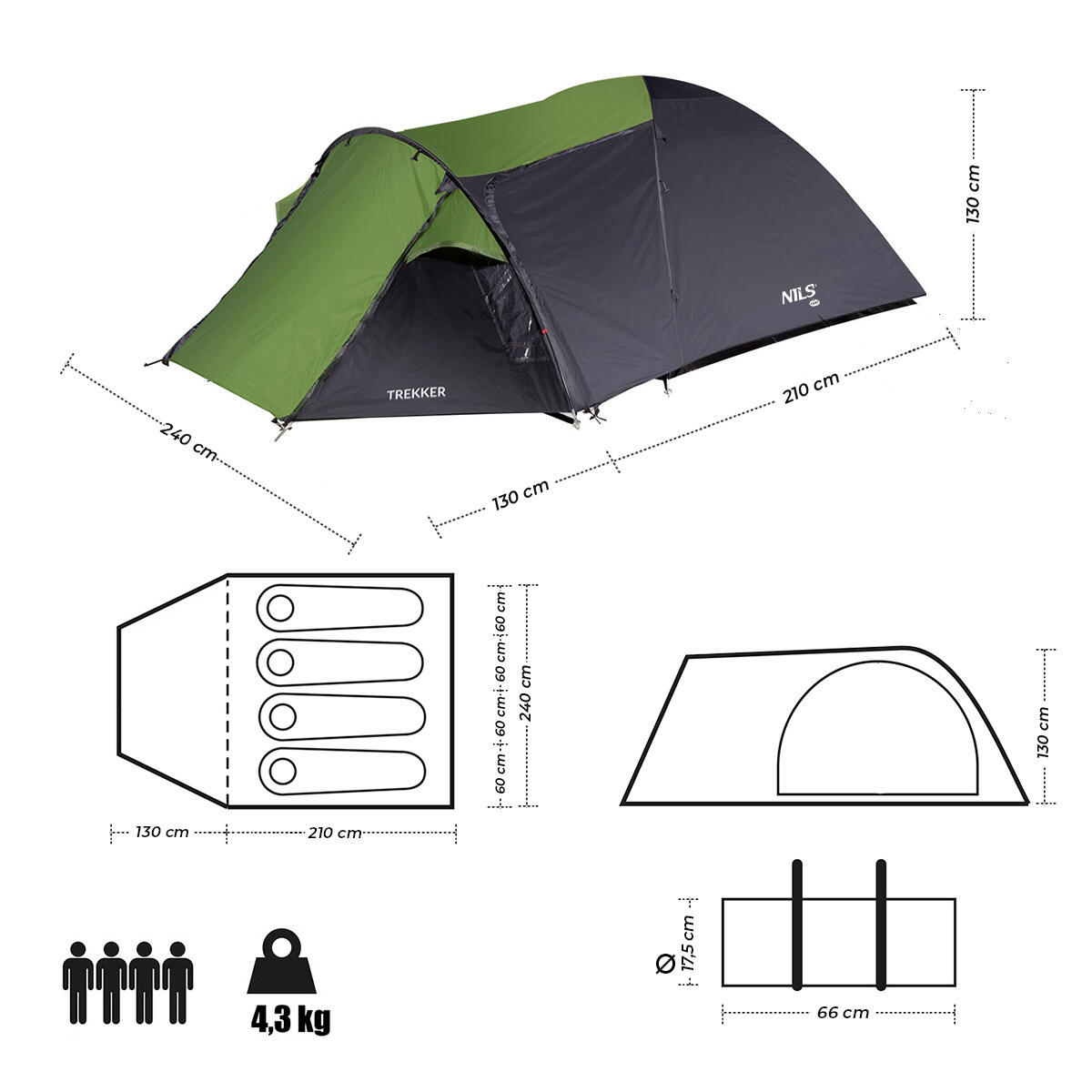 Campingzelt TREKKER 4 Personen NILS CAMP NC6012 3/7