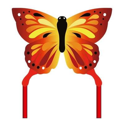 Kindervlieger hq butterfly kite sunrise 102220 rood 95 x 120 cm + 190 cm staart