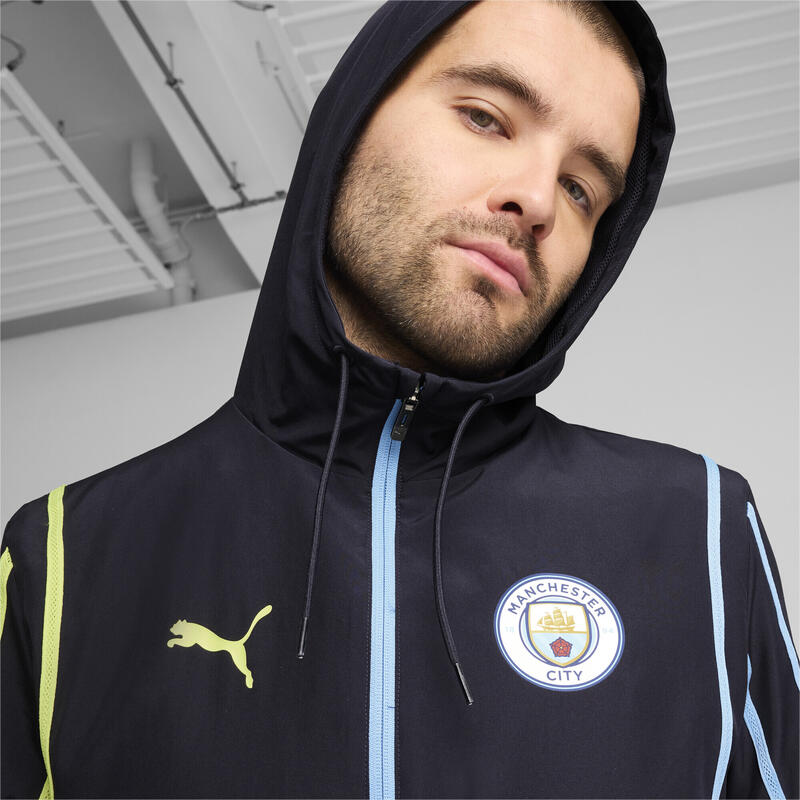 Veste d’avant match tissée Manchester City Homme PUMA New Navy Yellow Glow Blue