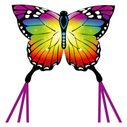 Cerf-volant Papillon arc-en-ciel - Hq - Monofil enfant prêt à voler