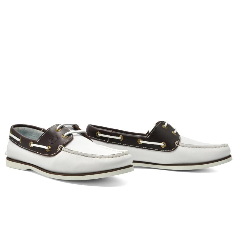 Chaussures Bateau Nungwi Homme Blanc et Marron Cuir