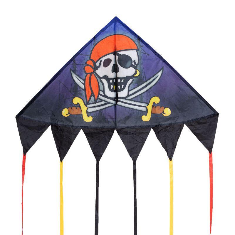 HQ Aquilone per bambini HQ Delta Jolly Roger 140 cm 106120 Nero 140 x 95 cm