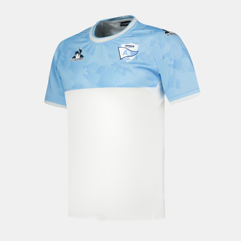 Replica Thuisshirt Volwassene Aviron Bayonnais 2024/2025 Wit En Lichtblauw