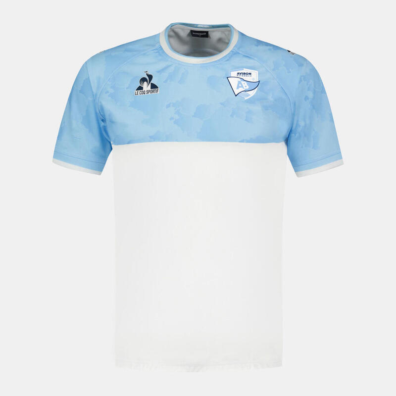 Replica Thuisshirt Volwassene Aviron Bayonnais 2024/2025 Wit En Lichtblauw