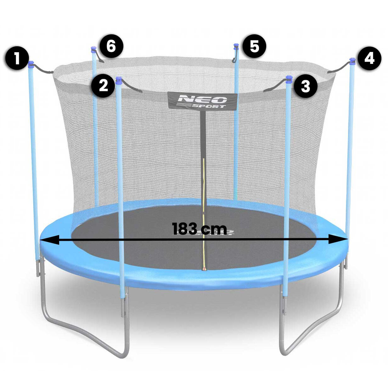 Rete Interna trampolino Neo-Sport 6ft, Blu 3/3