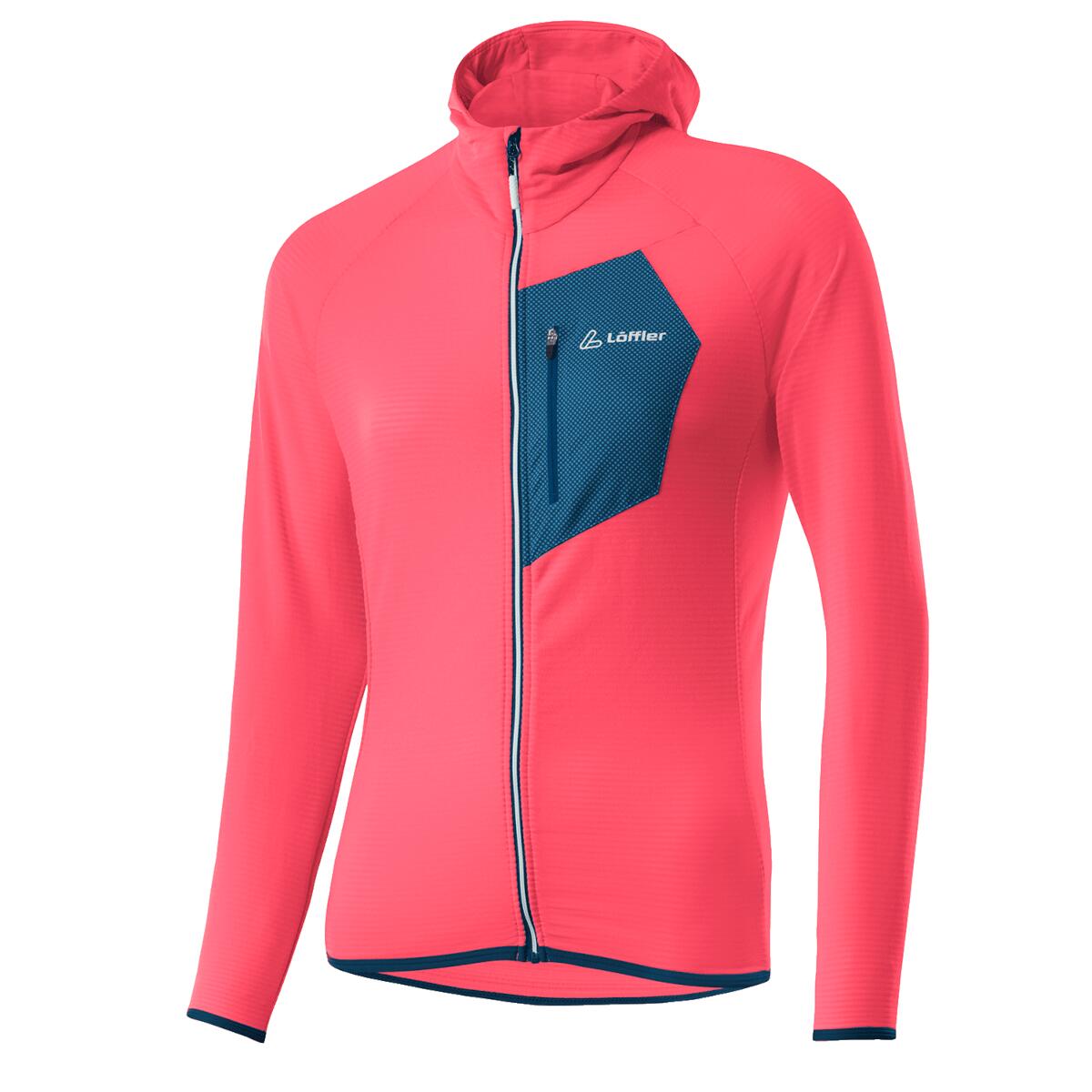 LOEFFLER Maglia tecnica a maniche lunghe da donna W Hoody FZ Sunrize - Rosa