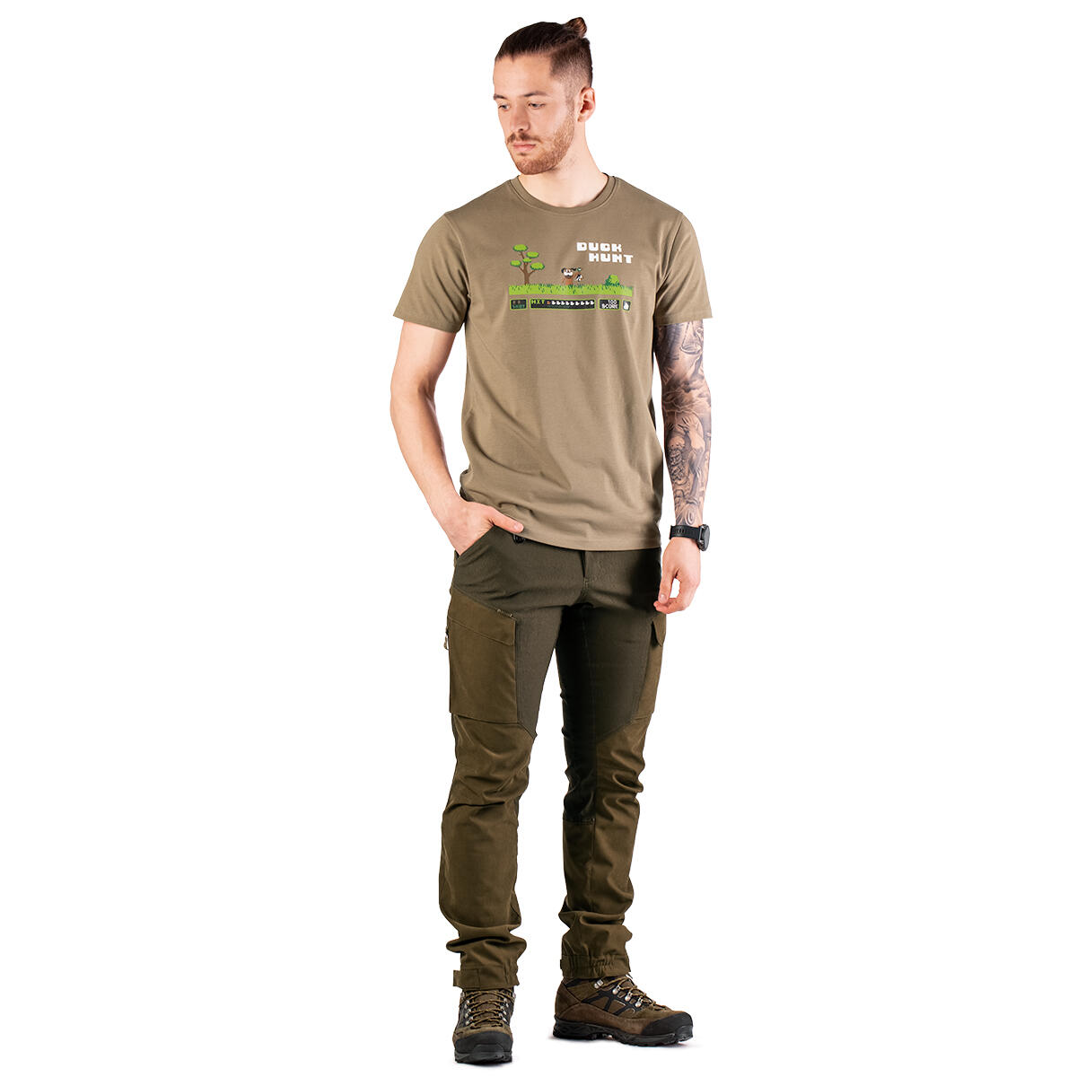 T-shirt de chasse pour homme Tagart FNT Duckhunt Beige avec imprimé 4/5