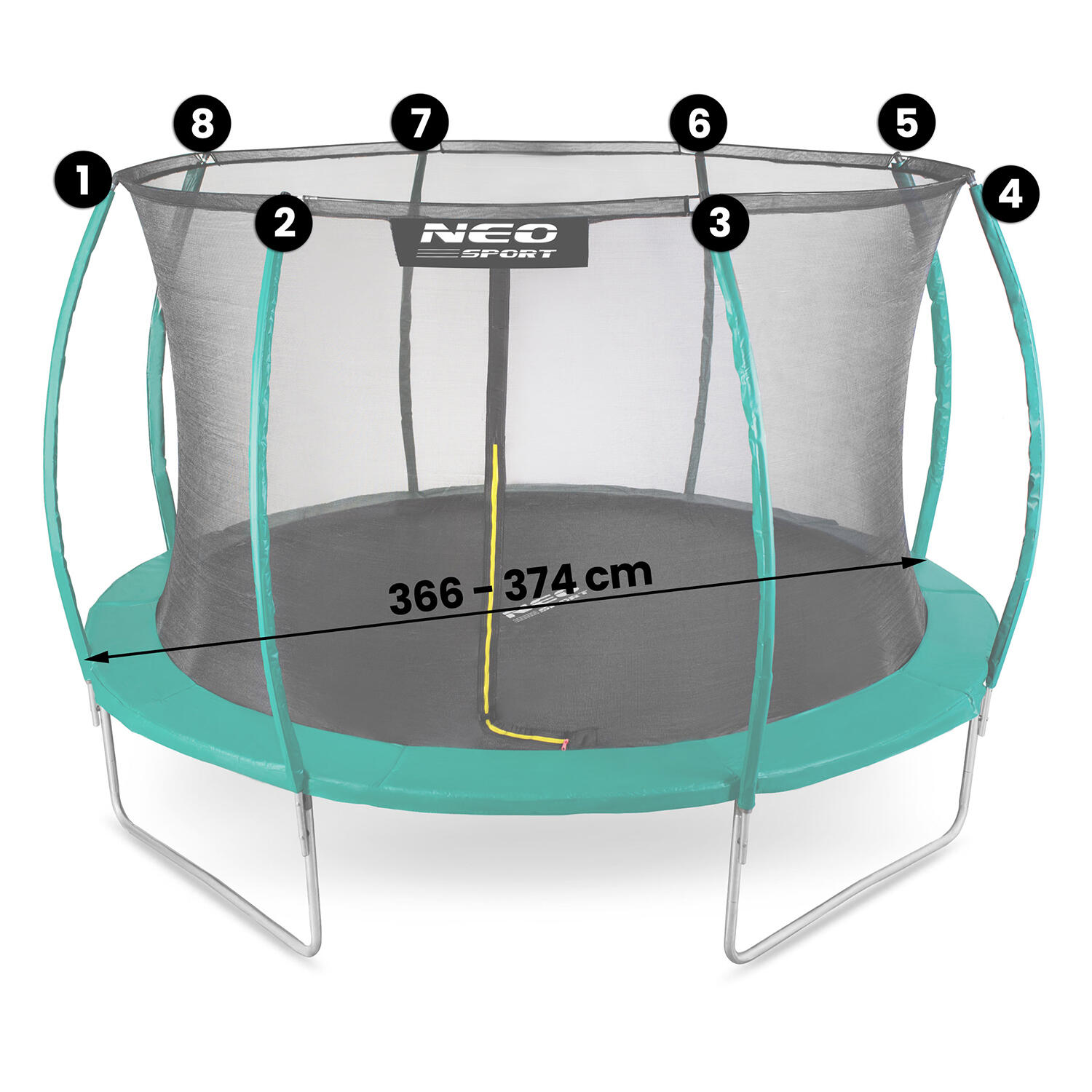 Rete Sicurezza Trampolino Neo-Sport 12ft, Verde 3/3