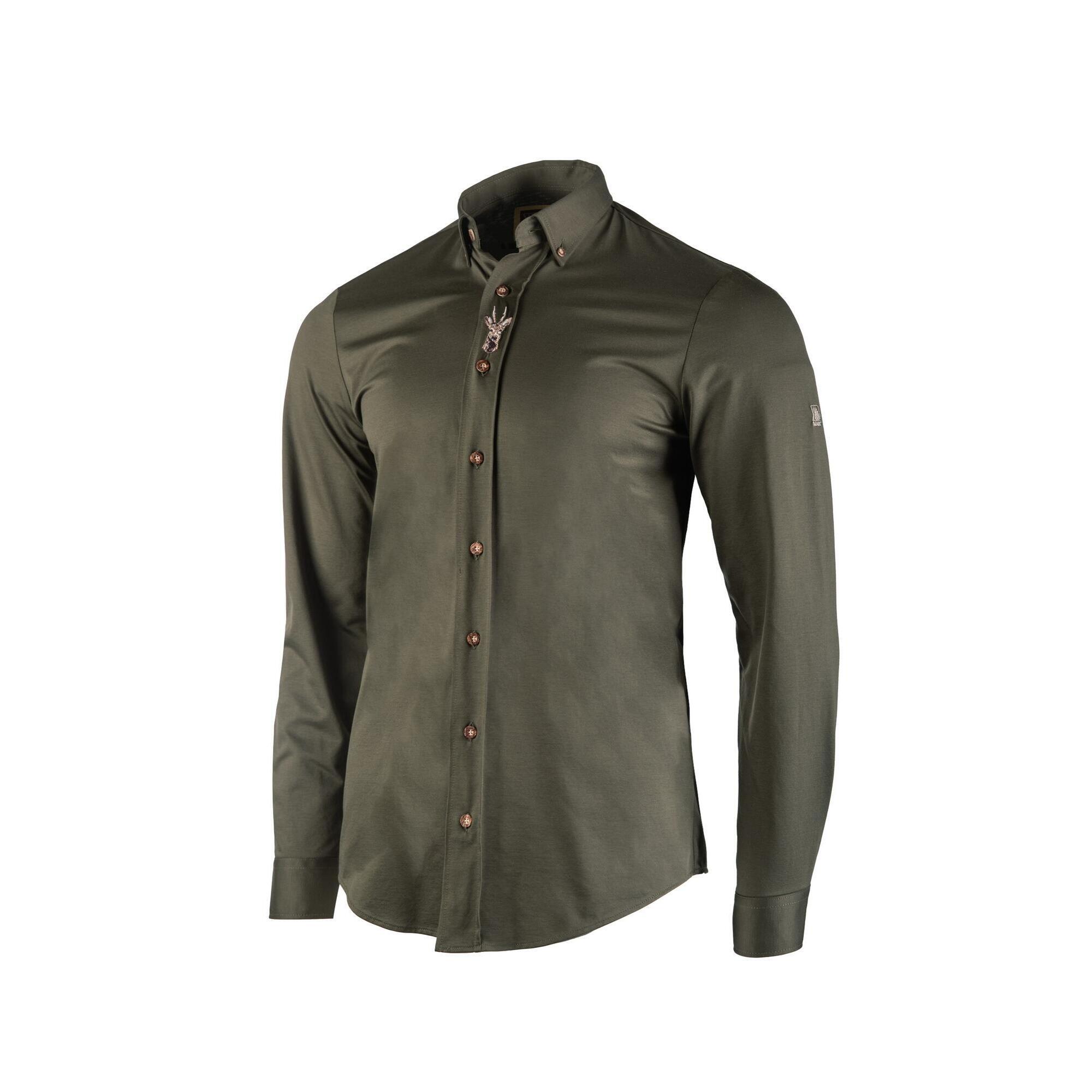 TAGART Pánská lovecká košile Tagart Koziołek Green z bavlny s výšivkou