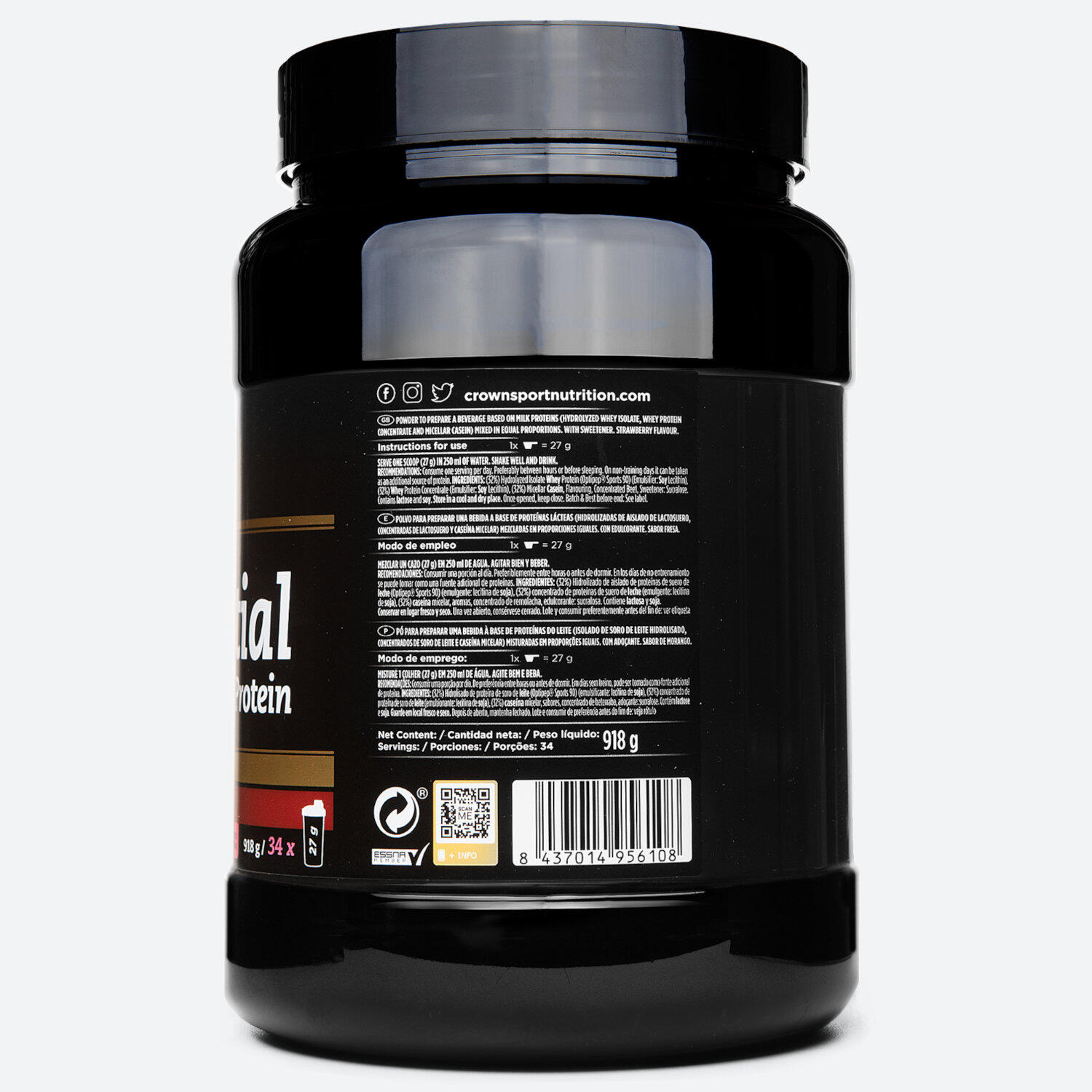 Lata com 918g de proteína de recuperação noturna ‘Sequential Protein‘ Strawberry 3/3