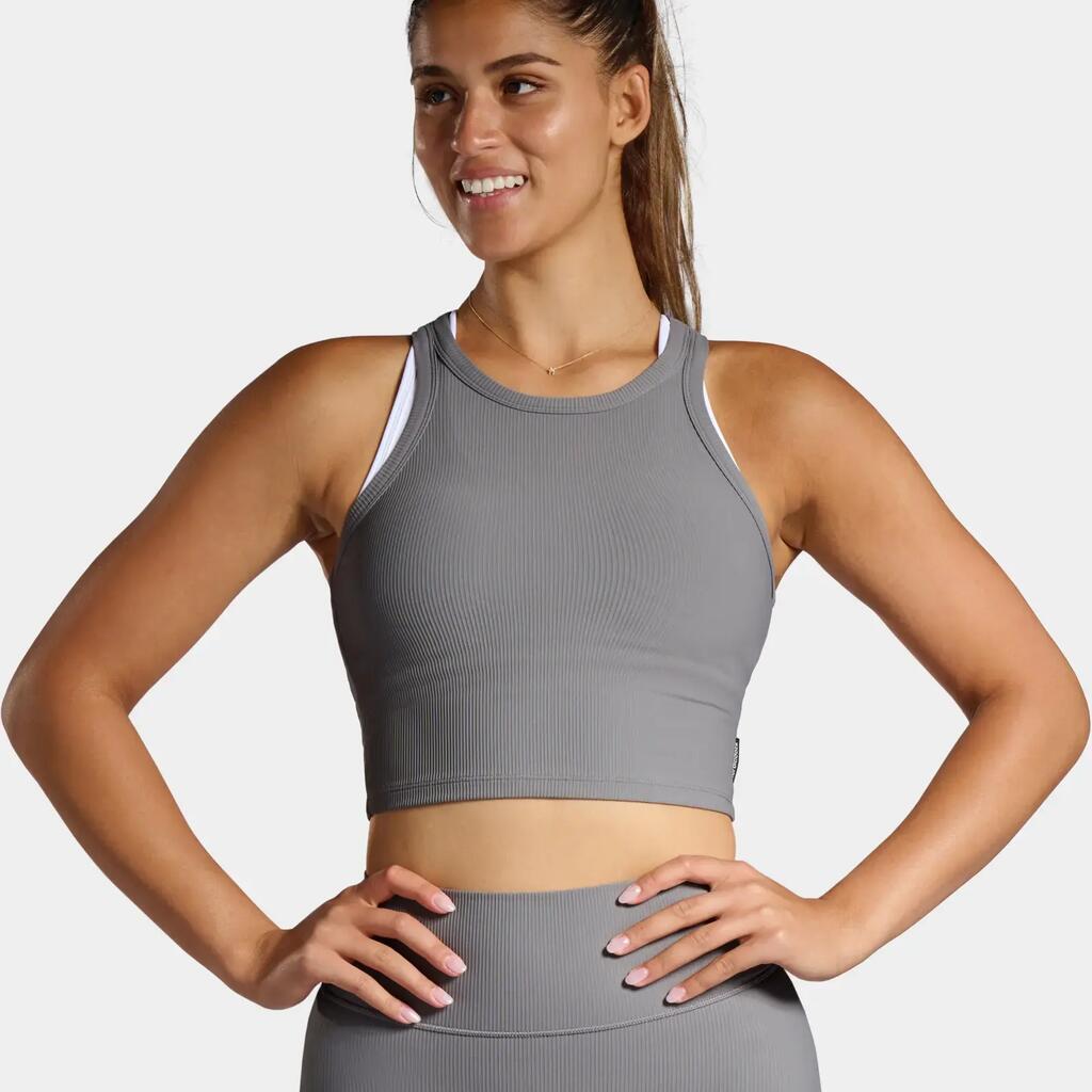 Women's Rib Tank-Top Tennis/Padel  Steel Gray