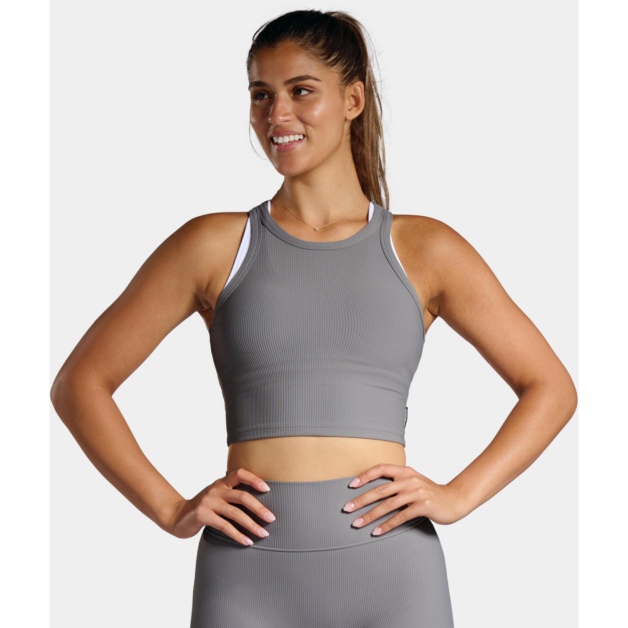 Nordicdots - Débardeur Côtelé Femmes Gris Acier - Débardeur - Gris - Decathlon