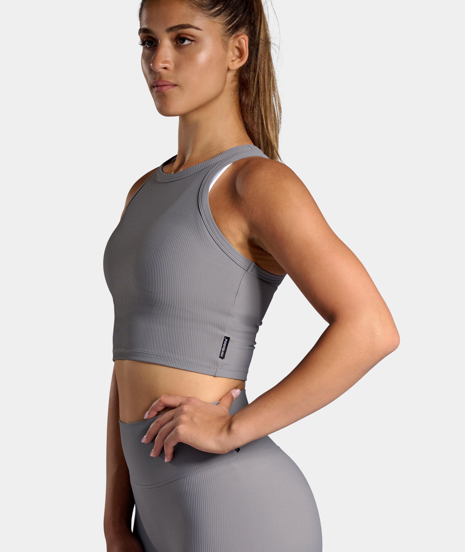 Camiseta crop top Tennis/Padel Mujer Gris acero 3/3