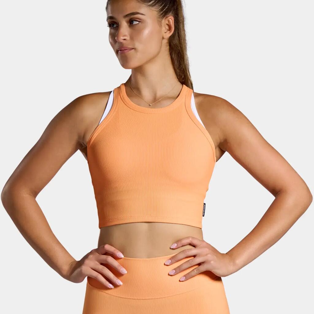Women's Rib Tank-Top Tennis/Padel  Sun Orange