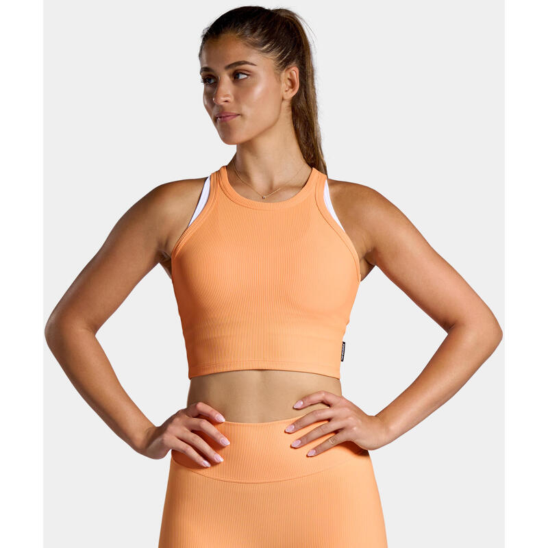 Maiou cu nervuri Crop Top Soare Portocaliu Damă