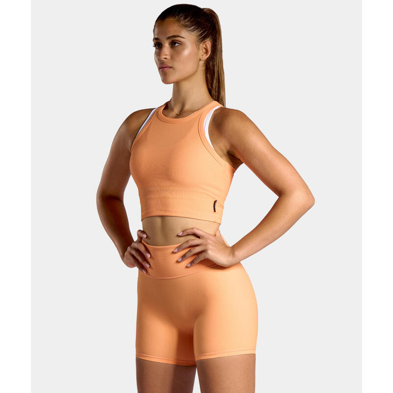 Rib Tank-Top dames zonne oranje