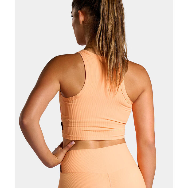 Rib Tank-Top dames zonne oranje