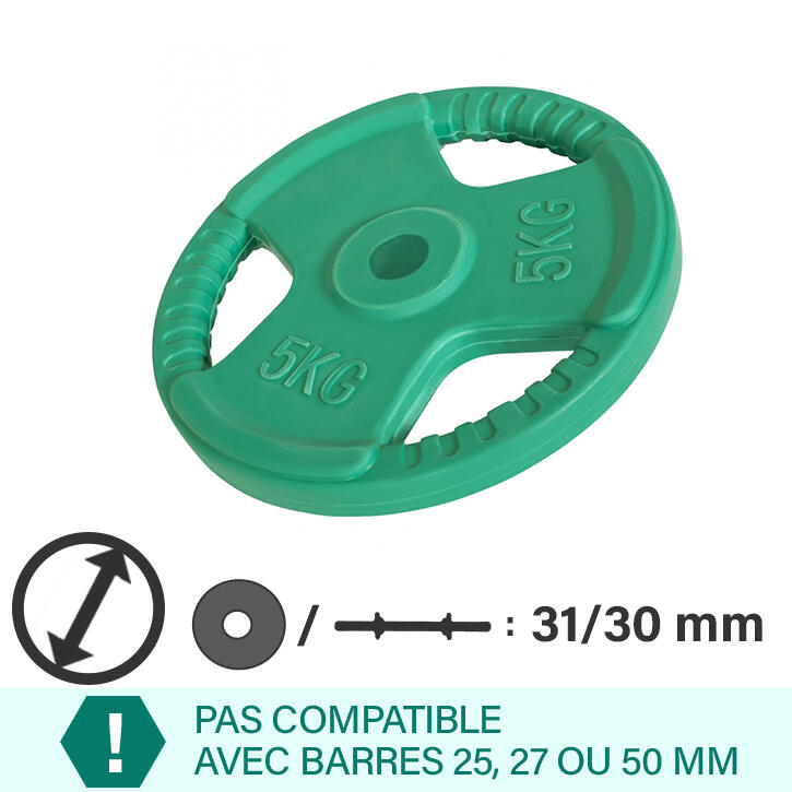 DISQUE DE MUSCULATION CAOUTCHOUC GRIP | DIAM 31MM | AU CHOIX DE 1,25KG À 25KG 2/7