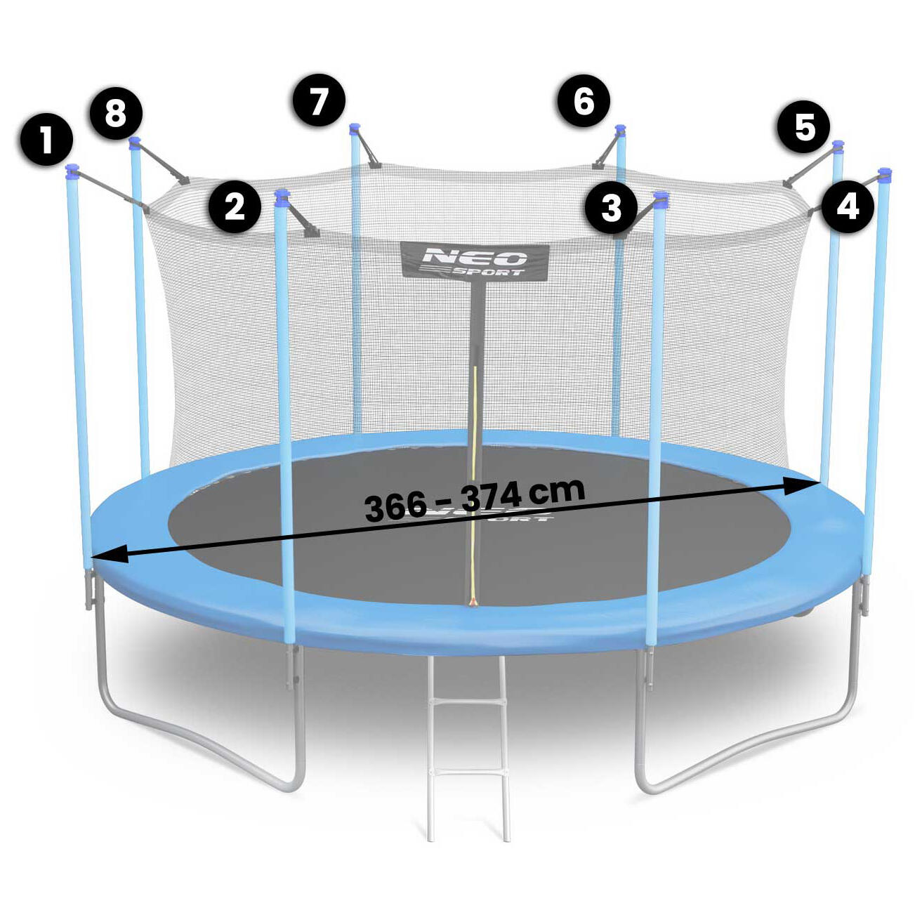 Filet de Protection Trampoline - Neo-Sport Bleu 3/3