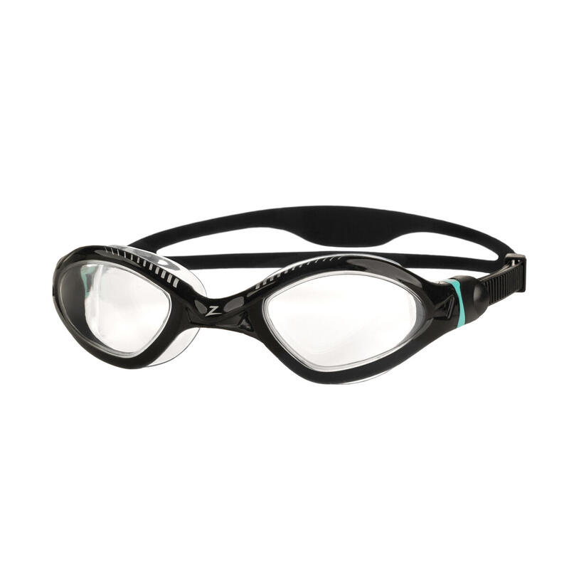 Lunettes de Natation TIGER LSR+, Verres Clairs, Taille Regular, Noir Turqoise