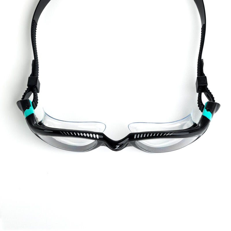Lunettes de Natation TIGER LSR+, Verres Clairs, Taille Regular, Noir Turqoise