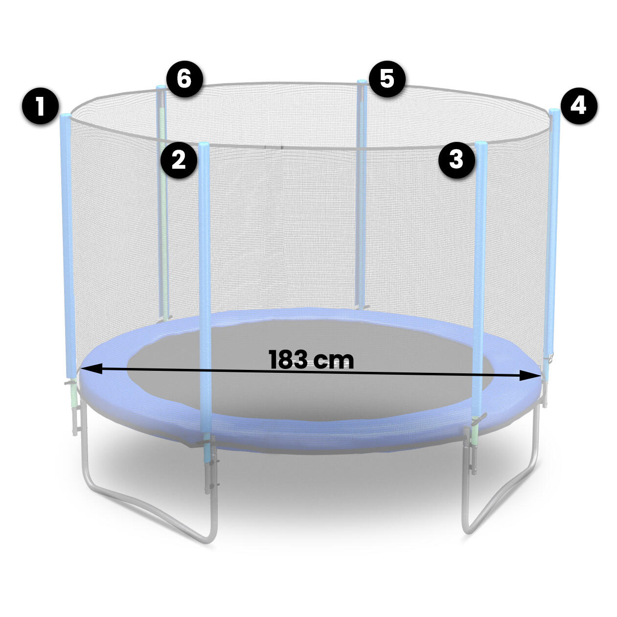 Rete Trampolino Neo-Sport 6ft, Blu 2/3