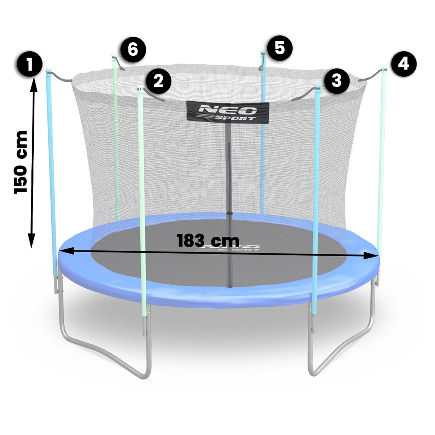 Siatka wewnętrzna do trampoliny ogrodowej Neo-Sport 6ft 3/3
